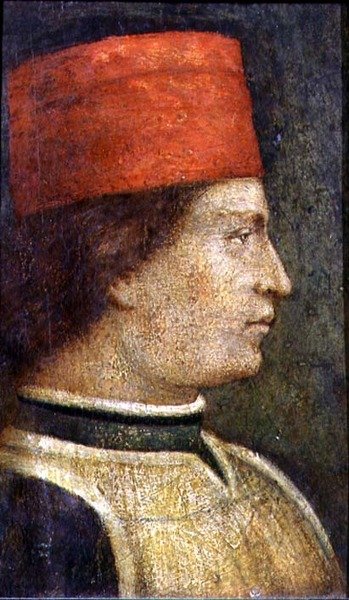 Cabeça de um homem com um chapéu vermelho (tempera no painel) de Benozzo di Lese di Sandro Gozzoli