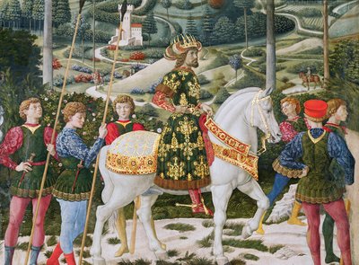 João VII Palaeologus 1391-1448, imperador romano oriental, como um dos três reis, detalhe da jornada do ciclo Magi na capela, c.1460 detalhe afresco de 70625 de Benozzo di Lese di Sandro Gozzoli