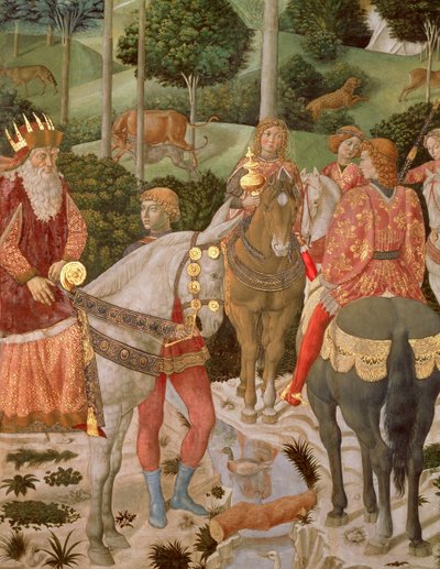 Piero de Medici (1416-69) como Caspar, detalhe da Procissão dos Magos, c.1459-60 de Benozzo di Lese di Sandro Gozzoli