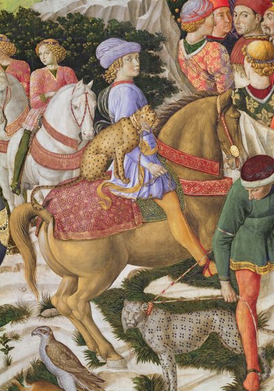 Retrato, de, Giuliano, deMedici, 1453-78, detalhe, de, a, viagem, de, a, Magi, ciclo, em, a, capela, c.1460, afresco, detalhe, de, 70601 de Benozzo di Lese di Sandro Gozzoli