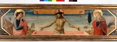Predella com Cristo na piedade e nos santos. Pintura de Gozzoli Benozzo (1420 - 1497) (detalhe) de Benozzo di Lese di Sandro Gozzoli