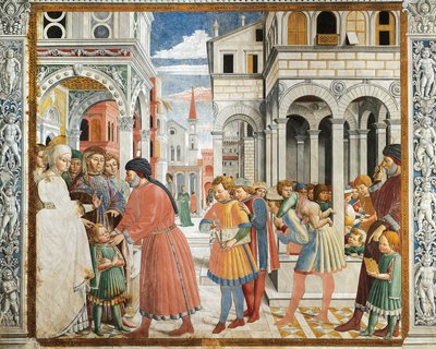 Santo Agostinho levado pelos pais ao professor de gramática em Tagaste, por Benozzo Gozzoli (1420-1497), afresco, Igreja de Santo Agostinho, San Gimignano (Patrimônio Mundial da UNESCO) de Benozzo di Lese di Sandro Gozzoli