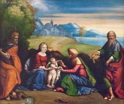 Sagrada família com São Joaquim e Ana (pintura) de Benvenuto Tisi da Garofalo