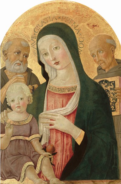 Madonna e Criança com São Jerônimo e São Bernardino de Siena, c. 14801485. de Benvenuto di Giovanni