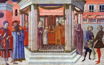 Apresentação de Maria no Templo, detalhe da predella por Benvenuto di Giovanni (1436-1518) de Benvenuto di Giovanni