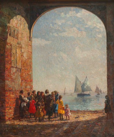 O retorno dos barcos de pesca, c. 1920. de Beppe Ciardi