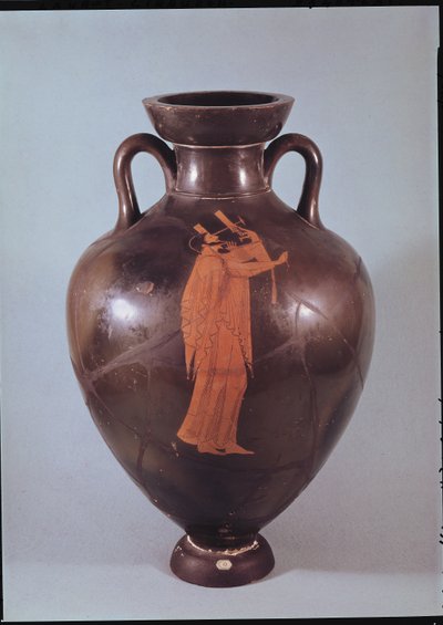 Ânfora de figura vermelha sótão retratando um músico tocando uma lira (cerâmica) de Berlin Painter