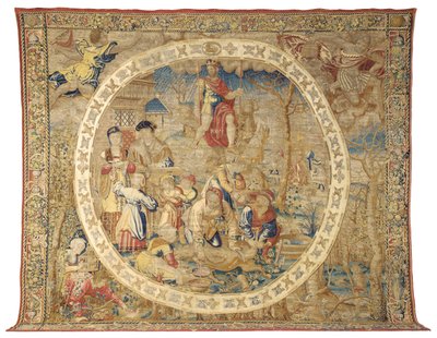 Tapeçaria alegórica de Bruxelas representando o mês de dezembro de "Os meses do medalhão", c.1525 de Bernard van Orley