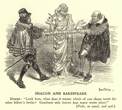 Shacon e Bakespeare - A autoria de Shakespeare (gravura) de Bernard (after) Partridge