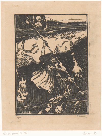 Cuchulainn lutando contra o surf de Bernard Essers (signed by artist)