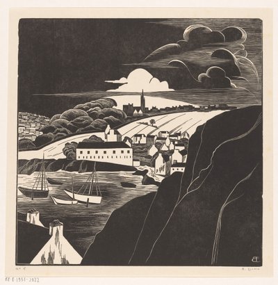 Haven bij eb (título original sobre o objecto) de Bernard Essers (signed by artist)