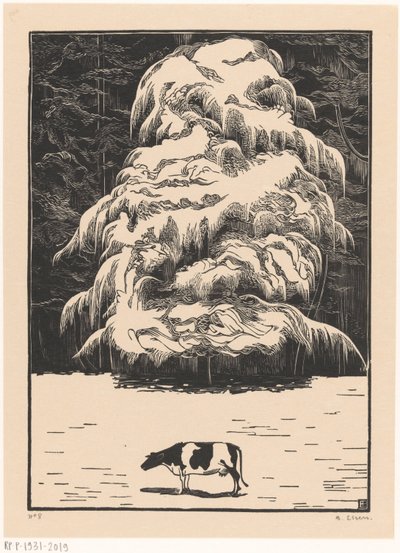 Vaca com um larício de Bernard Essers (signed by artist)