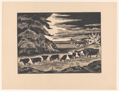 Vacas numa paisagem de Bernard Essers (signed by artist)