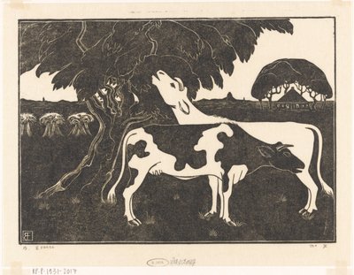 Duas vacas por uma árvore de Bernard Essers (signed by artist)