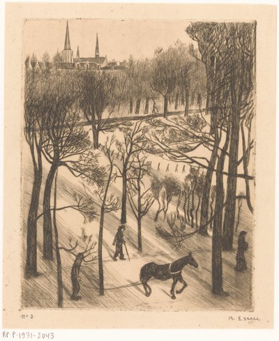 Parque Vondel no inverno de Bernard Essers (signed by artist)