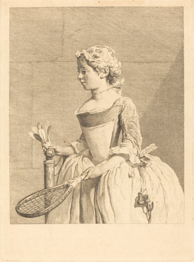 Moça ao volante (Moça com uma raguete) de Bernard Lépicié after Jean Siméon Chardin