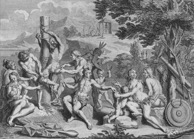 Cativo Sacrificado pelos Antis, 1723. de Bernard Picart