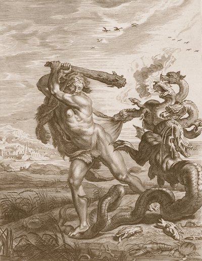 Hércules luta contra a Hidra de Lernian, 1731 de Bernard Picart