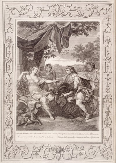 Meleager apresenta a cabeça do javali para Atalanta, 1731 de Bernard Picart