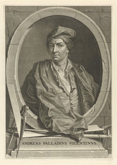 Retrato do arquiteto Andrea Palladio 1508-1580 Depois de Paolo Veronese, 1716. de Bernard Picart