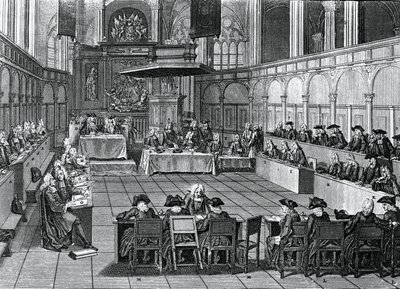 Sínodo protestante realizado em 1730 em Nieuwe Kerk (Nova Igreja) em Amsterdã, Holanda, gravura de Bernard Picart (1673-1733) de Bernard Picart