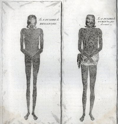 Representação do Sudário de Besancon e do Sudário de Turim da "Illustration de ceremonies et customs religieuses de tous les peuples du monde" de Bernard Picart (1723-1743) 1819 Coleção privada de Bernard Picart