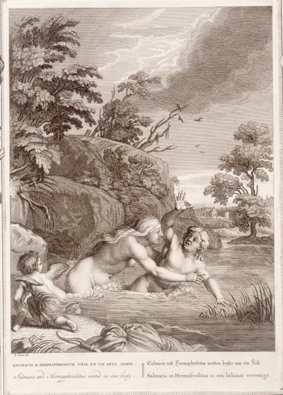 Salmacis e Hemaphroditus Unidos em um só corpo, 1731 de Bernard Picart