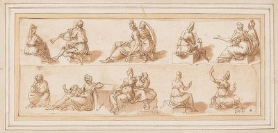 Folha de desenho com várias figuras de Bernard Salomon