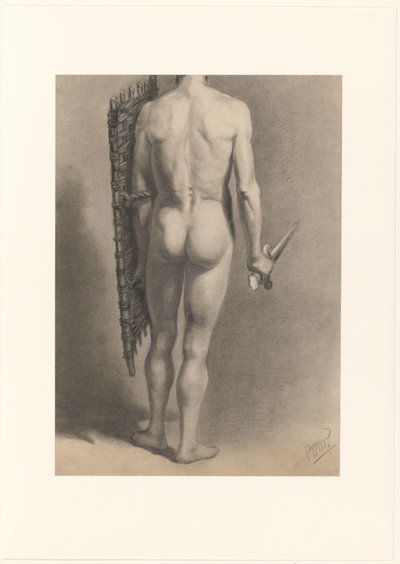 Homem nu com espada e escudo, visto por trás de Bernard Willem Wierink (signed by artist)