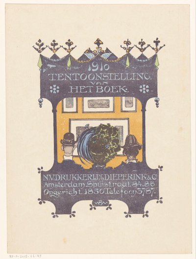 Anúncio da impressora de tijolos e livros de Amsterdão Dieperink & Co.
1910 Exposição de livros (título sobre o objecto) de Bernard Willem Wierink