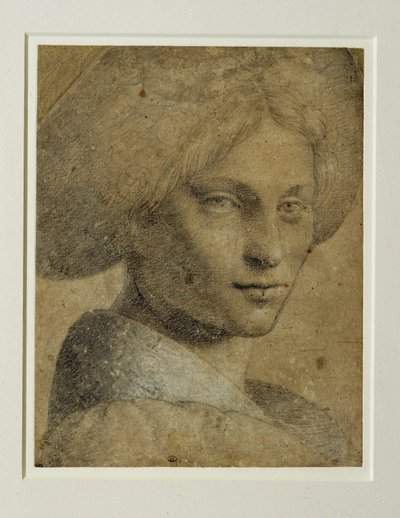 Retrato de uma mulher de turbante, três quartos para a direita ... de Bernardino (attr. to) Luini