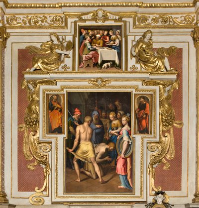 Capela de Nossa Senhora do Povo, Segundo vão norte, Bernardino Campi, Decolação do Batista 1569, Aos lados São Pedro e São Paulo 1520-30, Bernardino Campi, Banquete de Herodes 1569 de Bernardino Campi