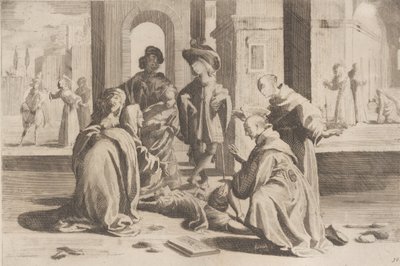 Episódio 25: Em Roma São Bernardino cura um jovem doente, Episódio 26: São Berna..., 1610-39. de Bernardino Capitelli