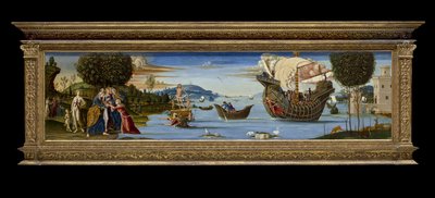 O Amado de Enalus Sacrificado a Poseidon e Poupado, c.1512 (têmpera, óleo e folha de ouro na madeira) de Bernardino Fungai