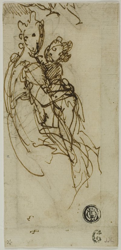 Virgem e Menino sentados (reto); Virgem e Menino sentados (verso) de Bernardino India