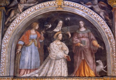 Itália, Milão, Igreja de São Maurício al Monastero Maggiore, Ginevra Bentivoglio Sforza tomando véu de Bernardino Luini