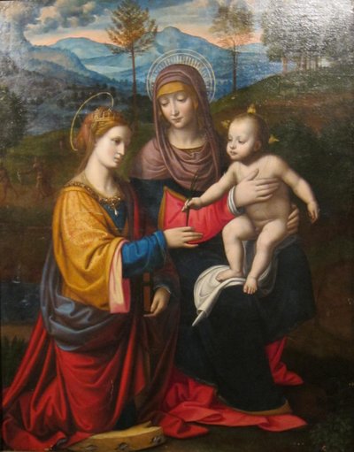 Madona e Menino com Santa Catarina de Alexandria" de Bernardino Luini, Museu de Arte de Cincinnati de Bernardino Luini