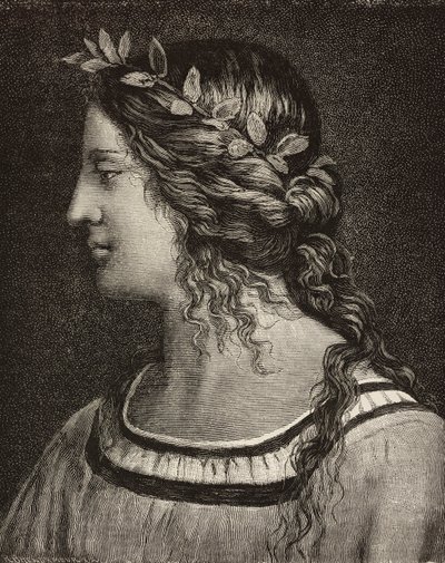 Casamento de Virgem, gravura a partir de detalhes de afresco de Bernardino Luini no santuário de Saronno, Itália, de L