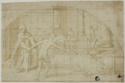 Design for a Lunette: Devils and Saint in a Monastery de Bernardino Poccetti
