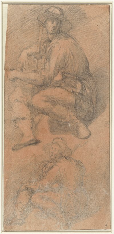 Estudos de duas figuras de um homem sentado de Bernardino Poccetti