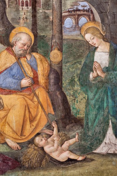 Adoração dos Pastores Pinturicchio (Bernardino di Betto) (1454-1513) 1484-1492 (Igreja de Santa Maria del Popolo), Basílica de Santa Maria del Popolo, Basso della Rovere Chapel Roma Itália de Bernardino di Betto Pinturicchio
