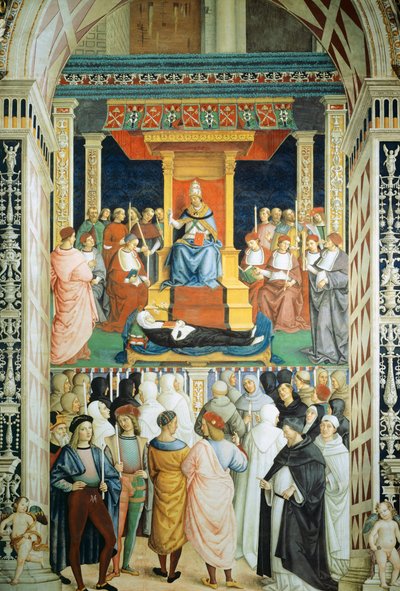 Pio II canonizando Santa Catarina de Sena em 1461 de Bernardino di Betto Pinturicchio