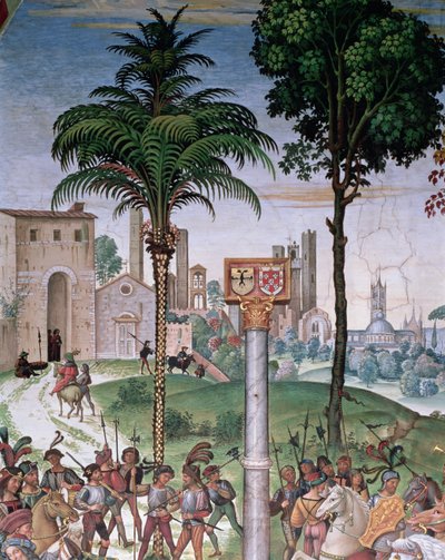 Vista de Siena com a Catedral e Porta Camollia, detalhe de 