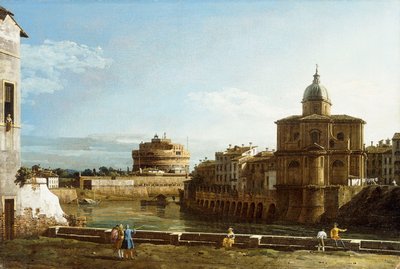 Uma vista de Roma ao longo do Tibre, com a Igreja de San Giovanni dei Fiorentini além, de Bernardo Bellotto