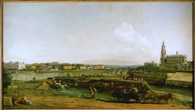 Dresden, Alemanha, vista da margem esquerda do Elba, abaixo das fortificações (óleo sobre tela) de Bernardo Bellotto
