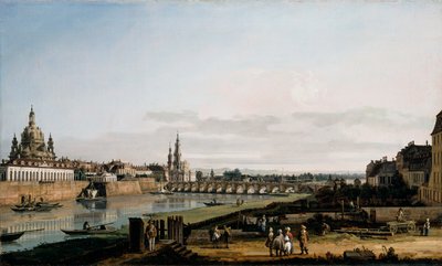 Dresden a partir da margem direita do Elba, acima da Ponte Augustus de Bernardo Bellotto