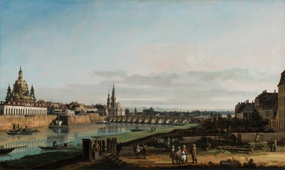 Dresden da margem direita do Elba, acima da Ponte de Augusto de Bernardo Bellotto