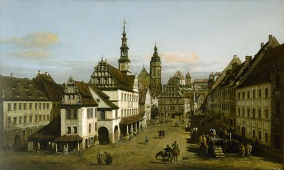 Alemão: Städtebild (Mercado em Pirna) O Mercado em Pirna de Bernardo Bellotto