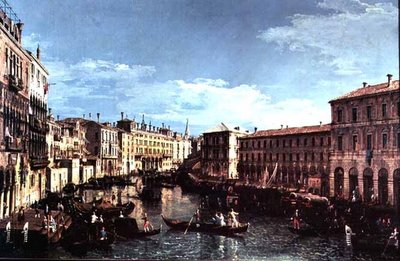 Grand Canal, Veneza, olhando para Sul até à Ponte Rialto de Bernardo Bellotto
