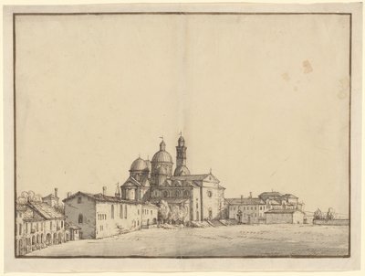 Santa Giustina e o Prato della Valle em Pádua de Bernardo Bellotto